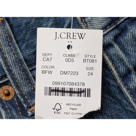 J. Crew‎ Premium Edition Straight Jean Button Fly Womens 24 Blue Fleur NWT BT081 - Picture 7 of 8